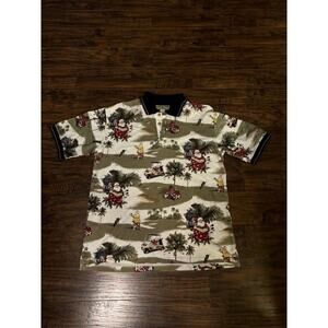 Boca Classics Christmas Polo Shirt Men Santa Clause Holiday Hawaiian Sz:L